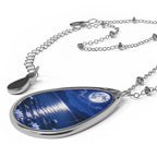 Moonlit Ocean Oval Necklace — Teardrop Pendant with Moon Reflection