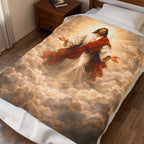 Jesus Ascension Velveteen Plush Blanket — Faith-Inspired Religious Throw for Easter & Comfort