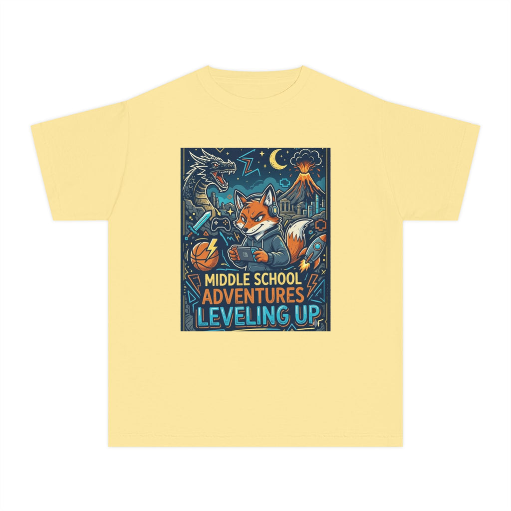 Youth Tee — Middle School Adventures "Leveling Up" Fox Graphic