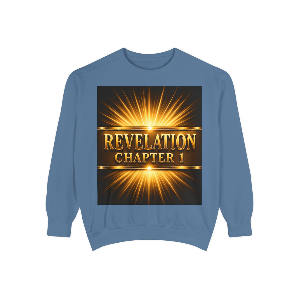 Revelation Chapter 1 Sweatshirt — Golden Christ Return Religious Crewneck