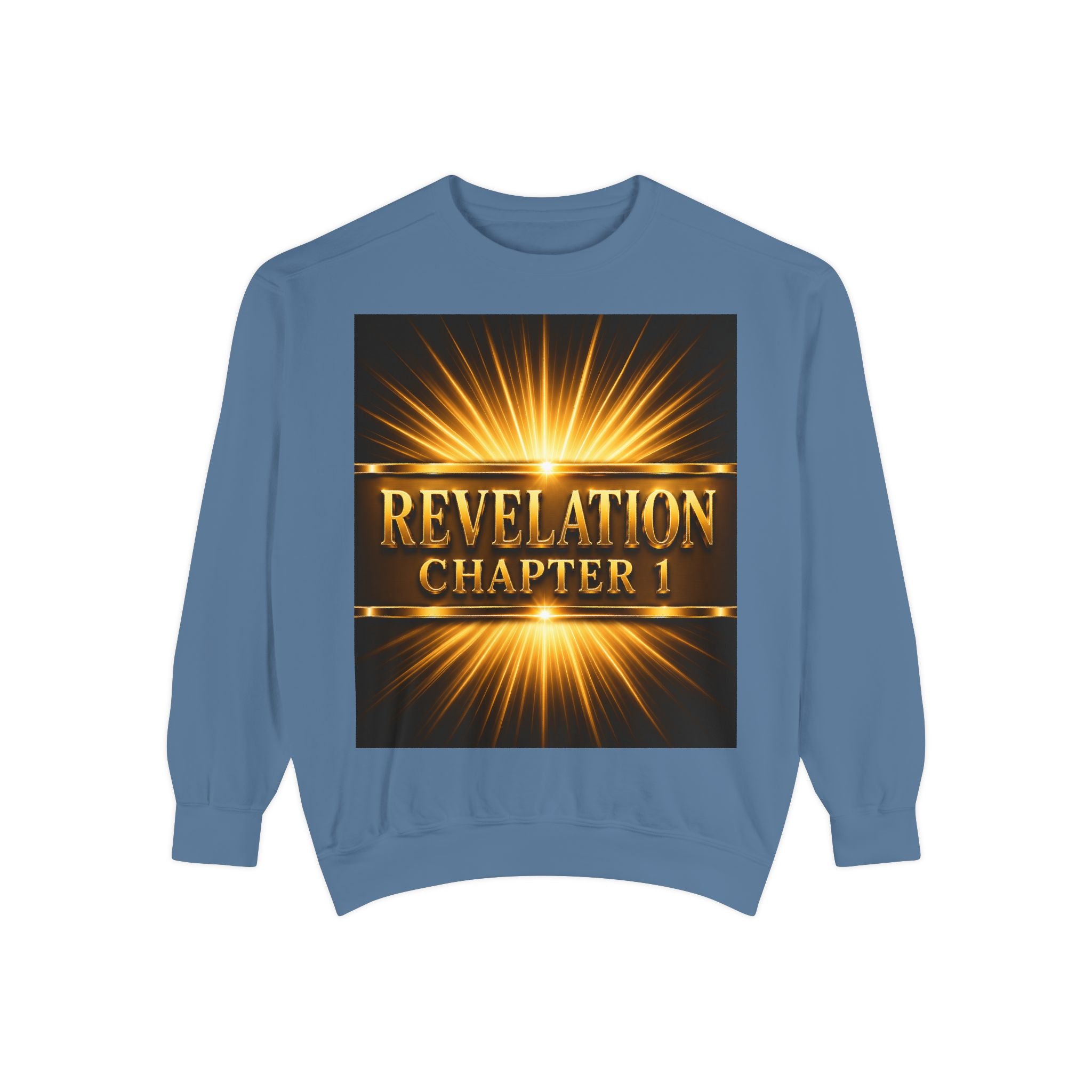 Revelation Chapter 1 Sweatshirt — Golden Christ Return Religious Crewneck