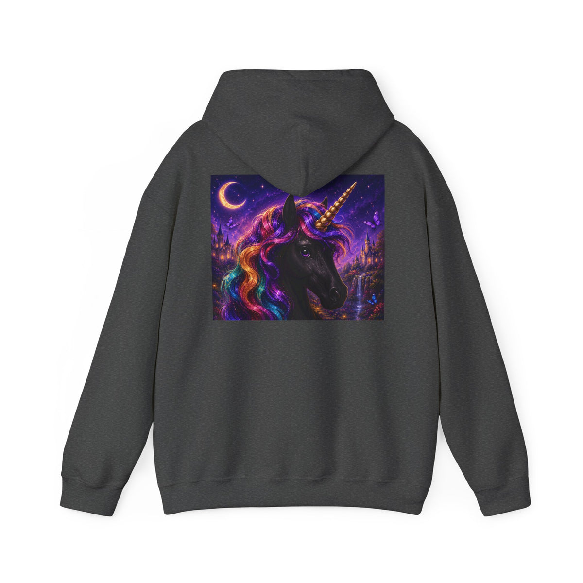 Unicorn Hoodie – Cosmic Rainbow Black Unicorn Pullover