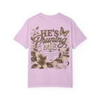 I’m Still Blooming / He’s Pruning Me Floral T‑Shirt — Inspirational Scripture Garden Tee