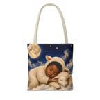 Sleeping Baby Lamb Tote Bag – Cute Nursery Moonlit Design