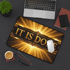 Desk Mat — "It Is Done" Gold Radiant Motivational Desk Mat
