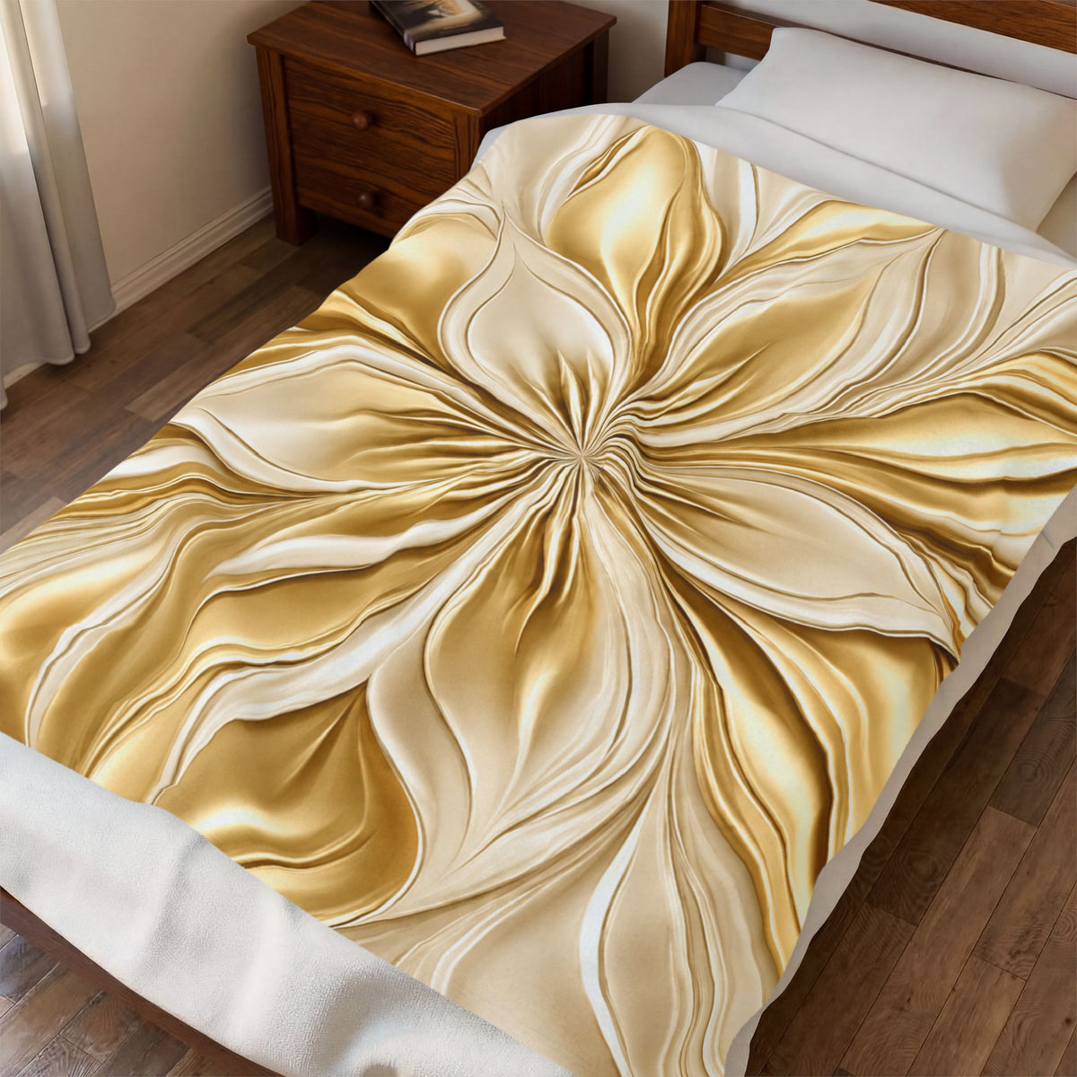 Gold Embossed Floral Velveteen Plush Blanket