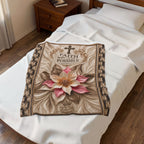 Faith Makes All Things Possible Velveteen Plush Blanket — Inspirational Floral Cross Throw