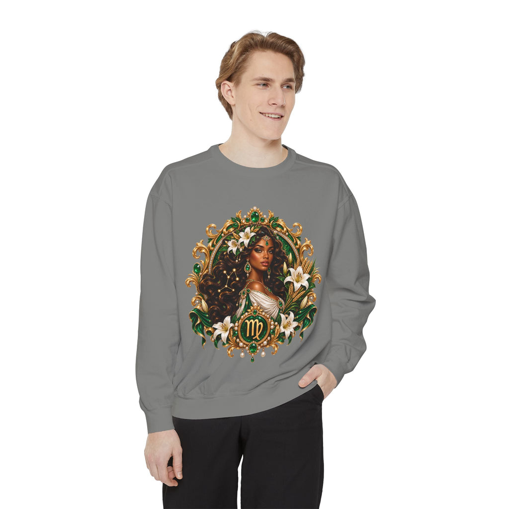 Virgo Zodiac Sweatshirt — Virgo Goddess & Owl Astrology Crewneck