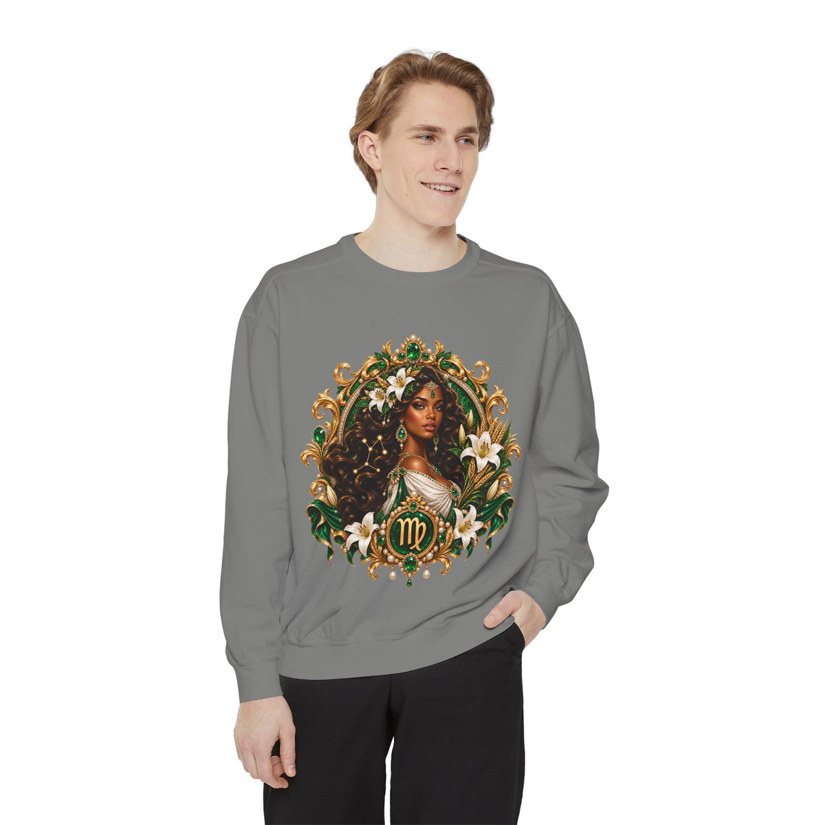 Virgo Zodiac Sweatshirt — Virgo Goddess & Owl Astrology Crewneck