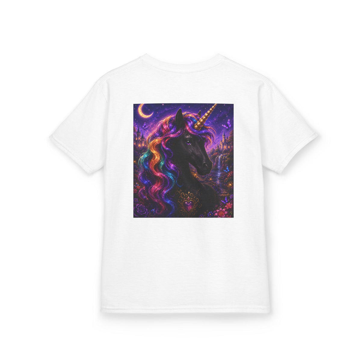 Kids Unicorn T‑Shirt — Rainbow Galaxy Night Magic Design