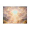 Heavenly Rays Glass Cutting Board — Serene Sunlight Cloudscape Kitchen Decor