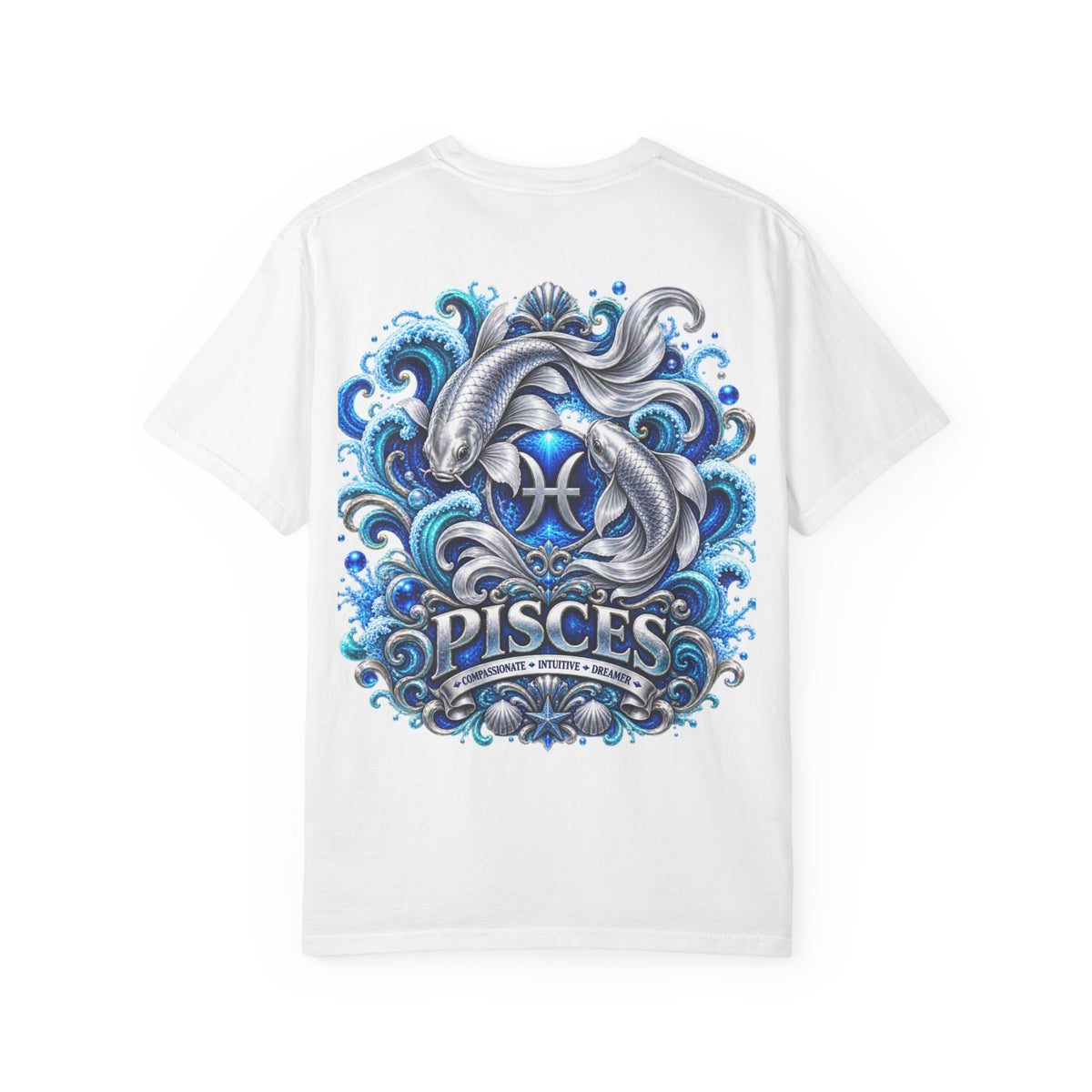 Pisces Zodiac T-Shirt — Blue Koi Fish Astrological Tee