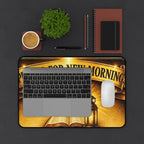 Prayer for New Morning Desk Mat — Christian Cross & Lantern Desk Pad