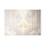 Heavenly Golden Cathedral Glass Cutting Board — Angelic Cloudscape Serving & Prep Board