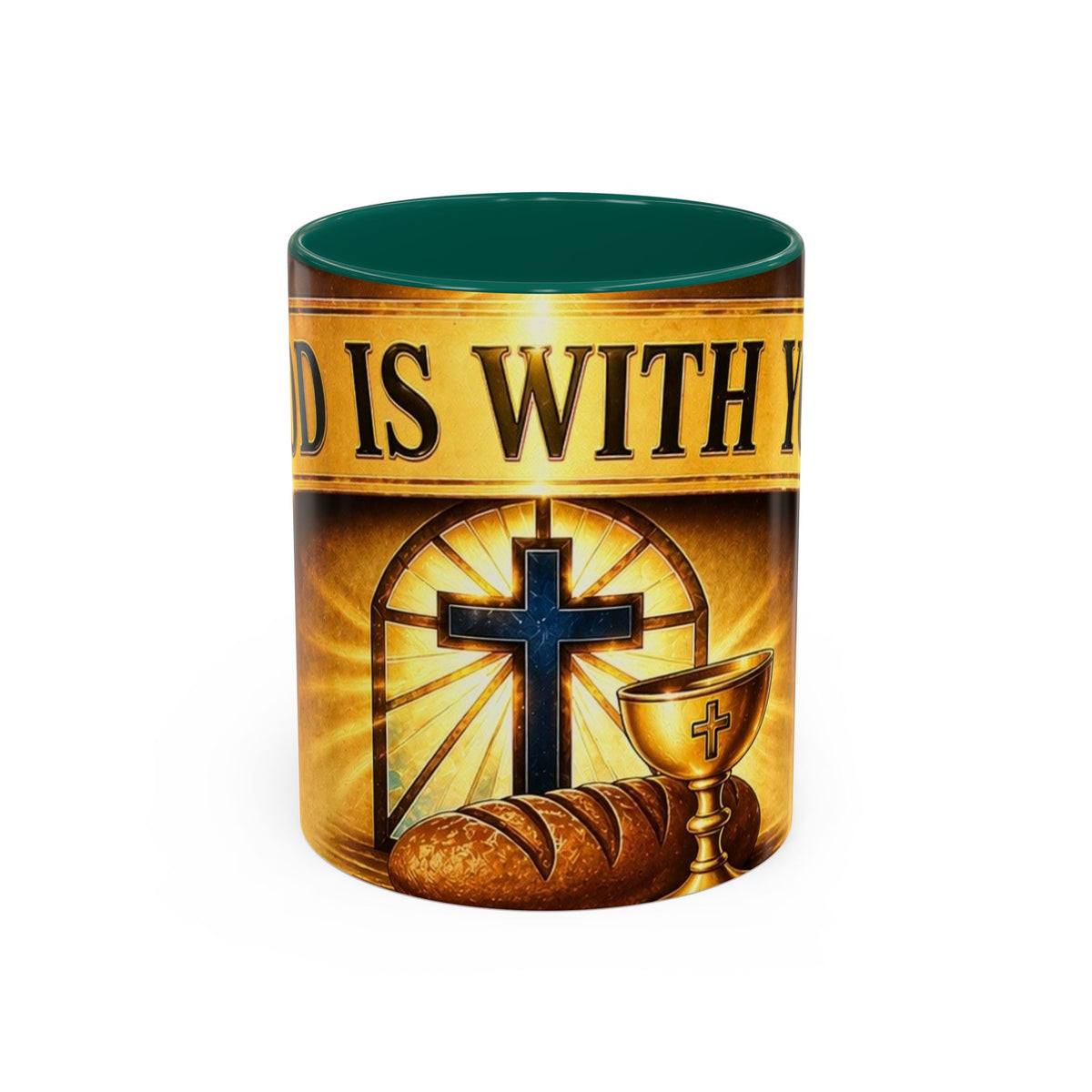 Inspirational Communion Mug — "God Is With You" Christian Coffee Cup