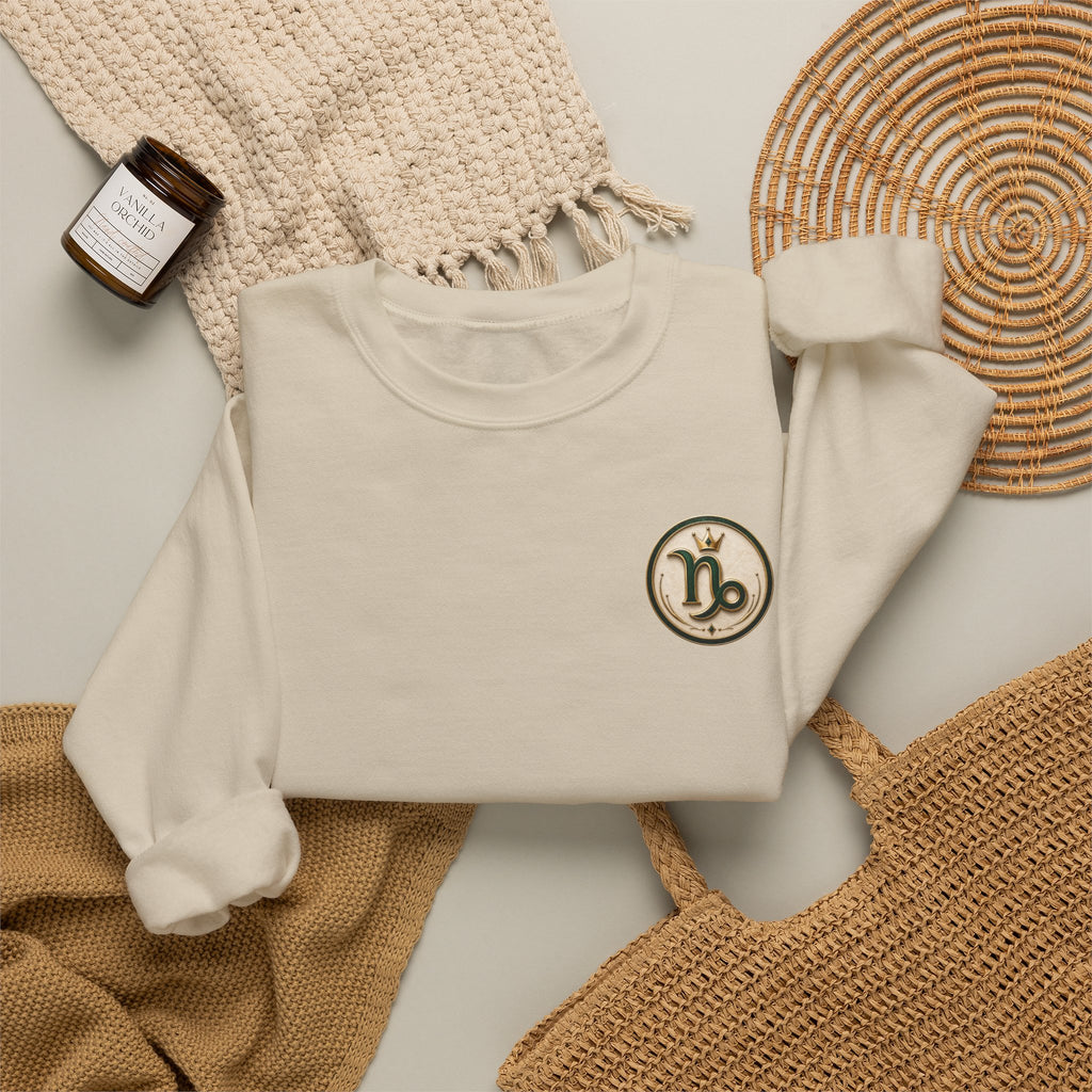 Capricorn Zodiac Crewneck Sweatshirt — Goat Astrology Graphic Pullover