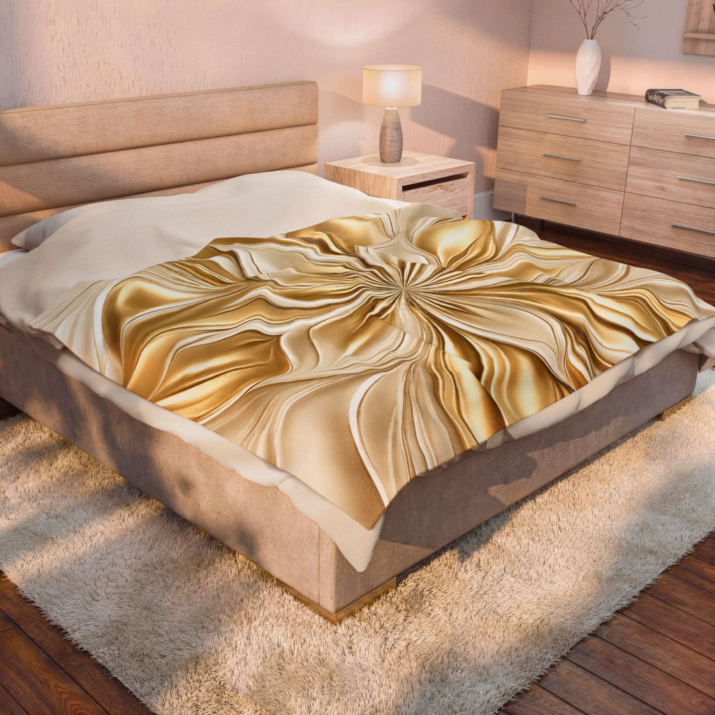 Gold Embossed Floral Velveteen Plush Blanket