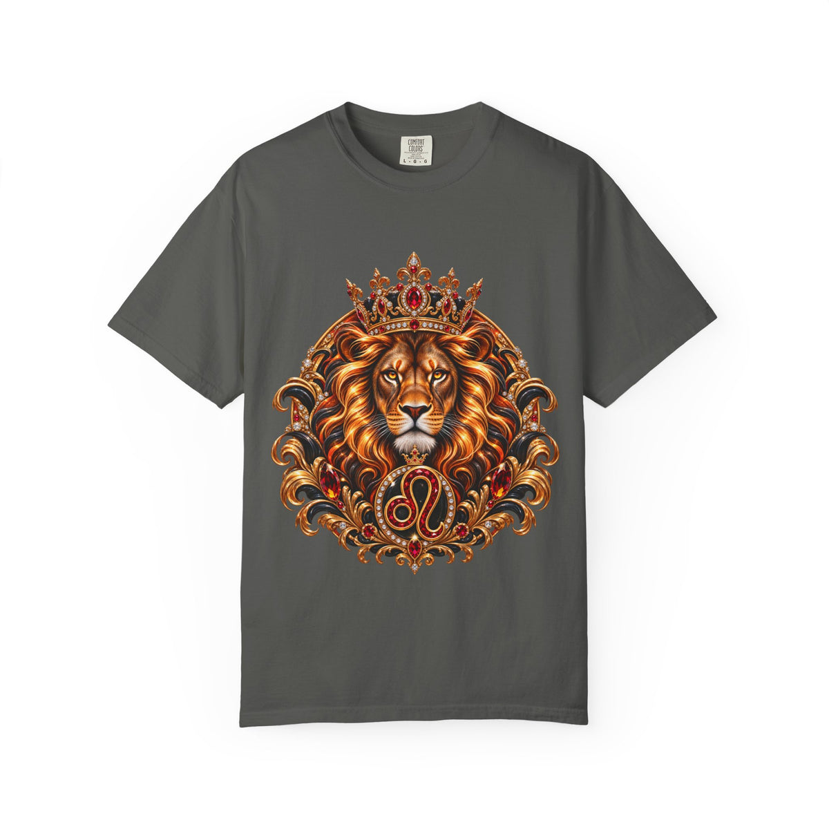 Leo Zodiac Lion T-Shirt — Regal Crowned Lion Astrology Tee
