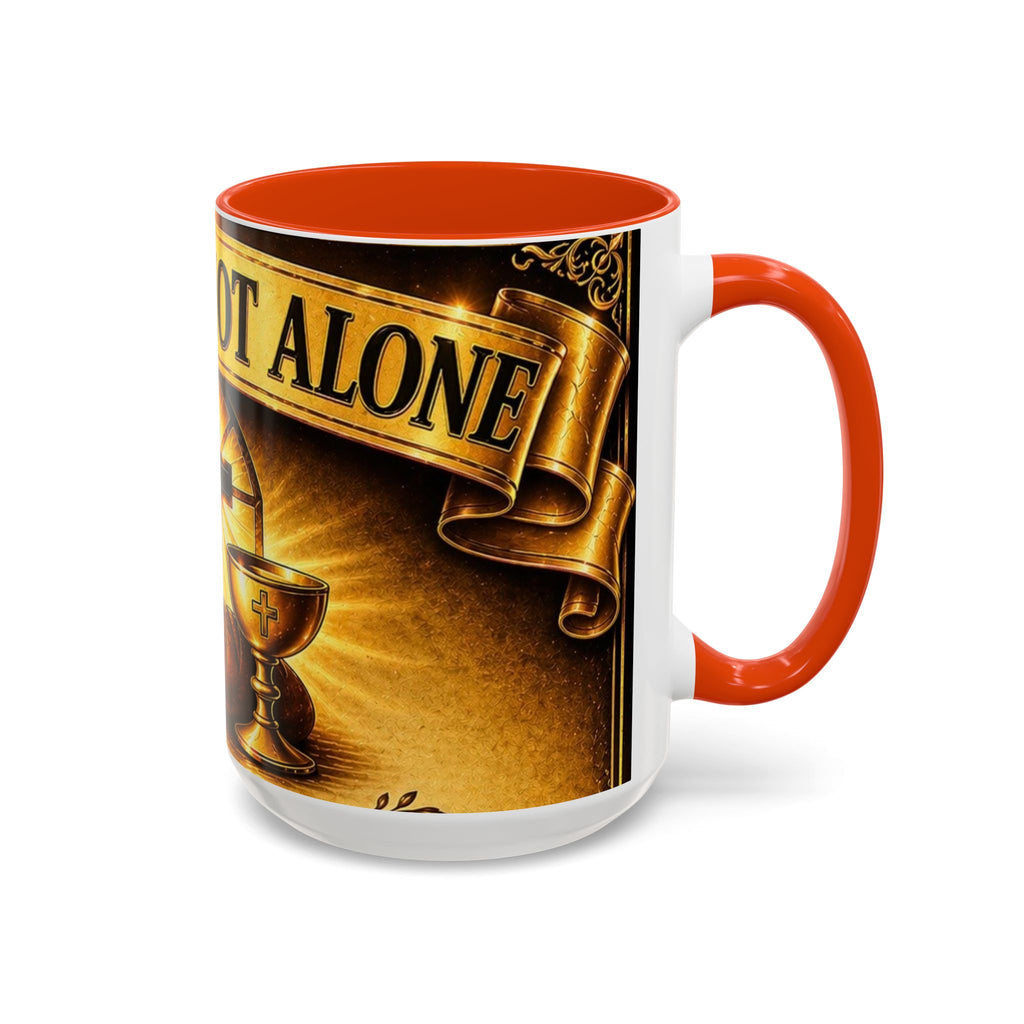 You Are Not Alone Christian Mug — Communion Cross & Bread Chalice Coffee Cup