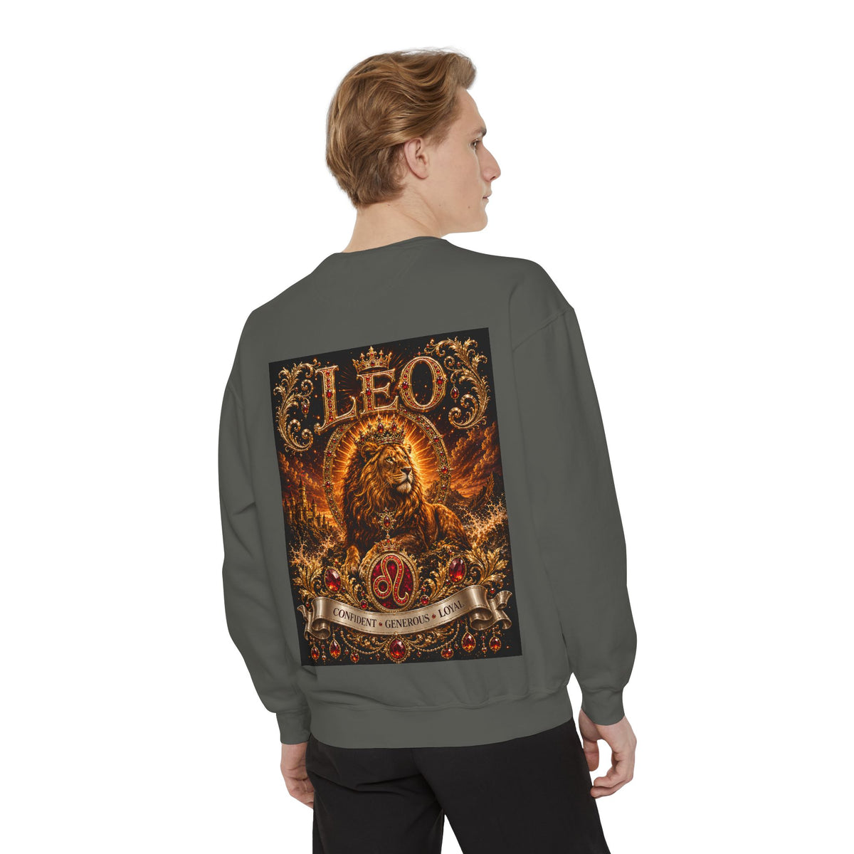 Leo Zodiac Lion Sweatshirt — Regal Astrology Graphic Crewneck