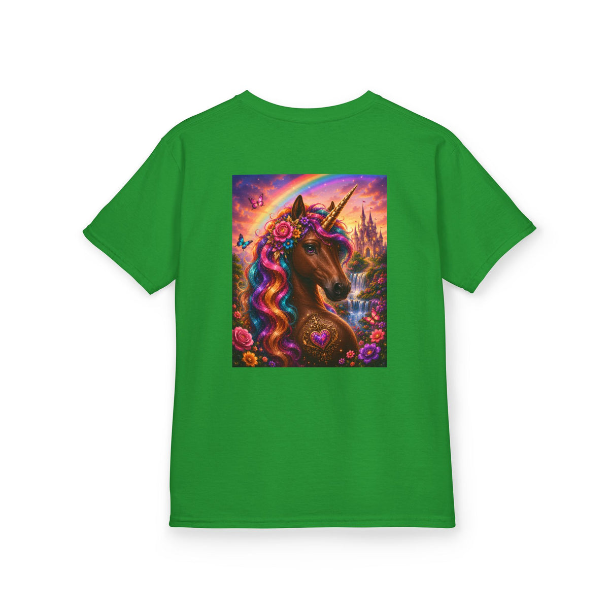 Kids Brown Unicorn Tee — Rainbow Fantasy Magical Horse Shirt