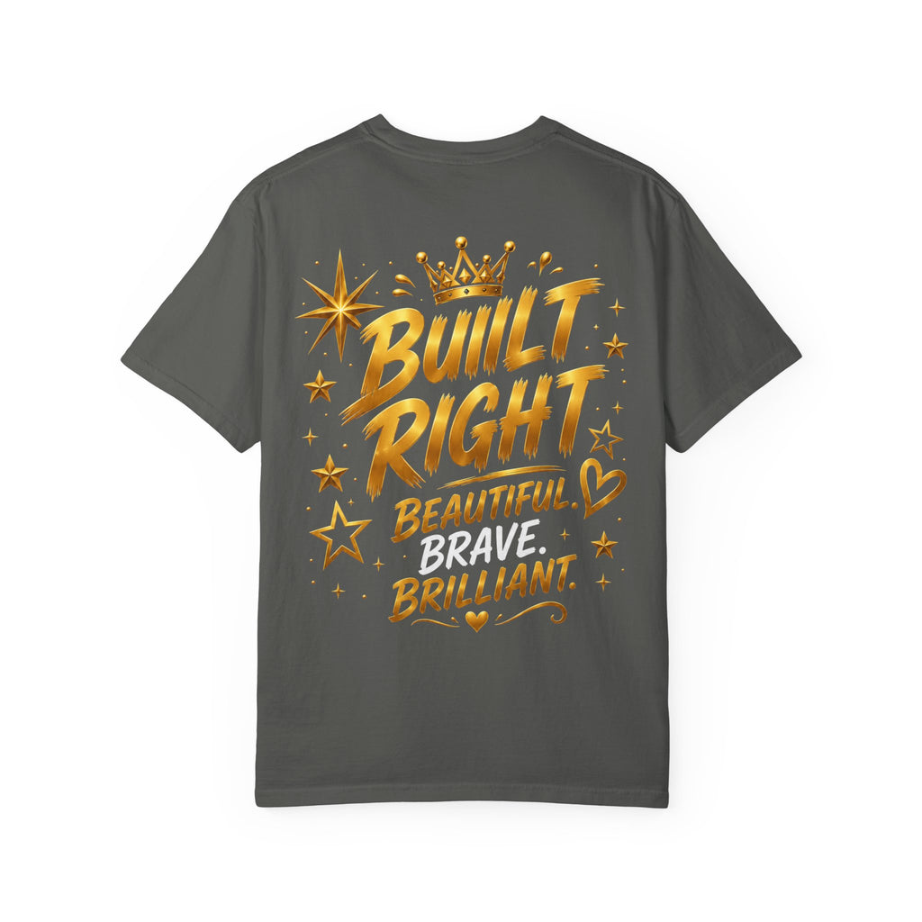 Built Different Christian Lion T-Shirt — "Built Right, Beautiful, Brilliant" Inspirational Faith Tee