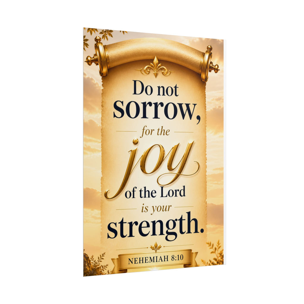 Religious Poster - "Do Not Sorrow, for the Joy of the Lord is Your Strength" (Nehemiah 8:10) rolled poster