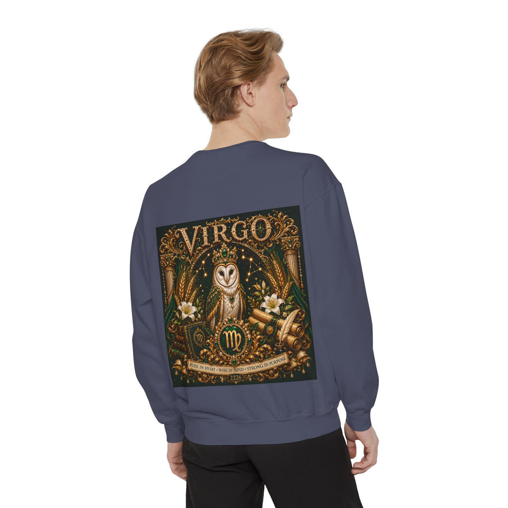 Virgo Zodiac Sweatshirt — Virgo Goddess & Owl Astrology Crewneck