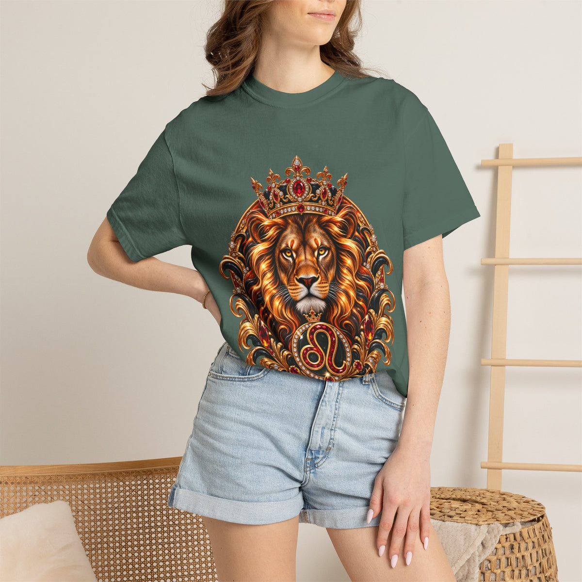 Leo Zodiac Lion T-Shirt — Regal Crowned Lion Astrology Tee