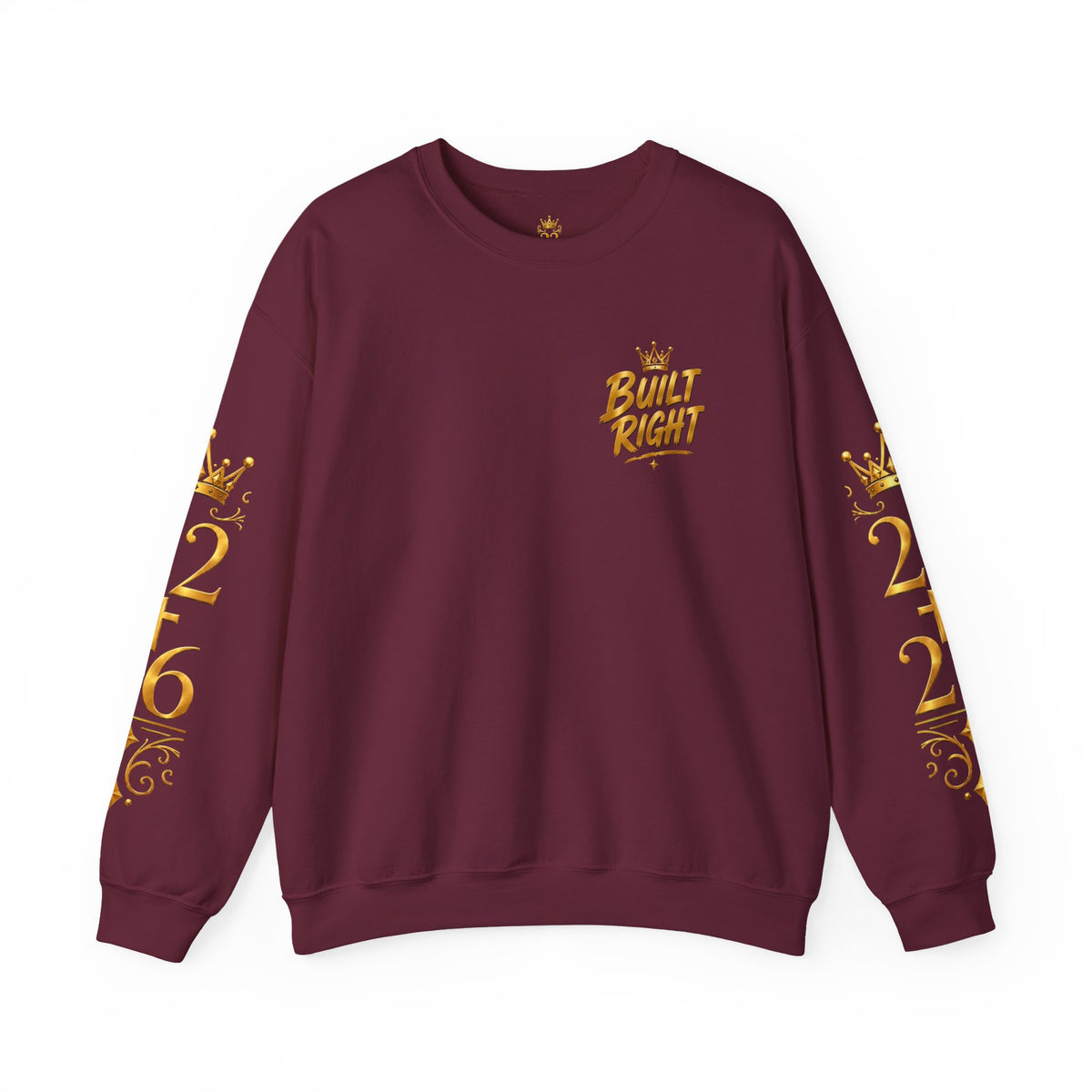 Built Right Crewneck Sweatshirt — "Built Right: Beautiful, Brave, Brilliant" Gold Graphic