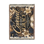 Covered by His Grace Woven Blanket — Inspirational Christian Throw with Floral Bible Design