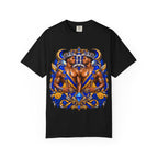 Gemini Zodiac T-Shirt — Bold Blue & Gold Twin Portrait Tee