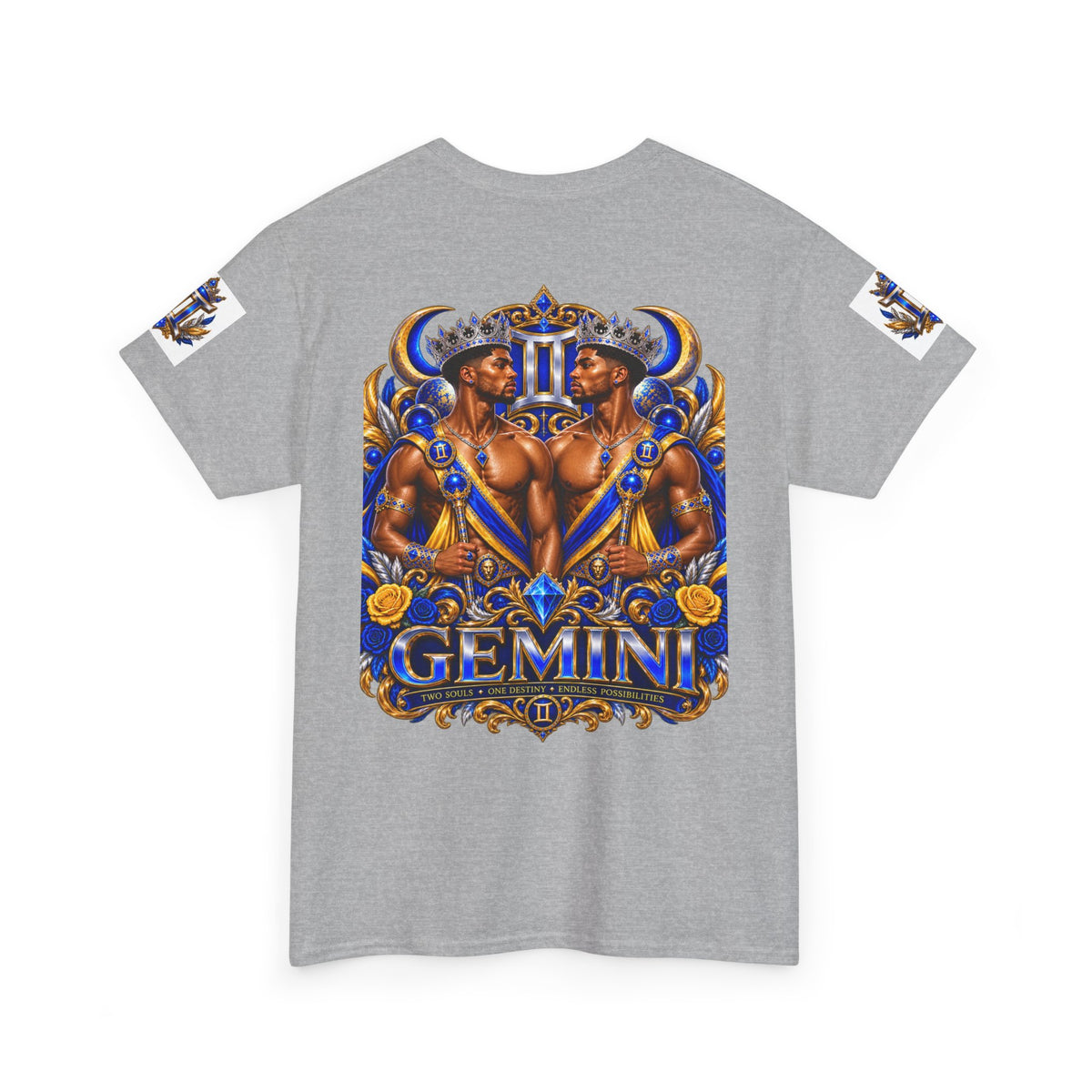 Gemini Zodiac Tee — Bold Royal Twin Astrology T‑Shirt