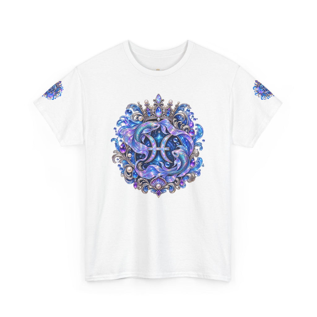 Pisces Mermaid T‑Shirt — Zodiac Art Tee with Night Sea Illustration
