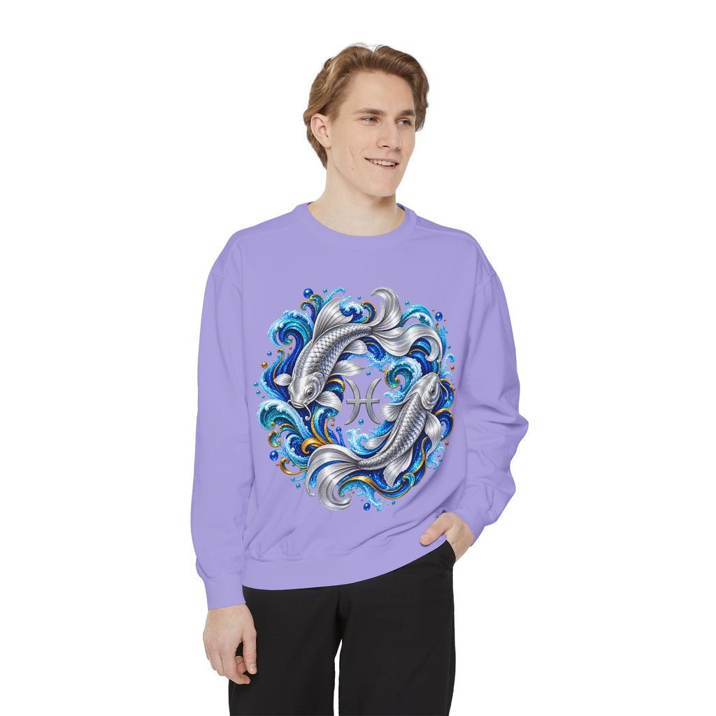 Pisces Zodiac Sweatshirt – Artistic Koi Fish Horoscope Pullover