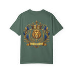 Lion Crest T-Shirt — Regal Crowned Lion with "Faith • Purpose • Peace" Back Graphic