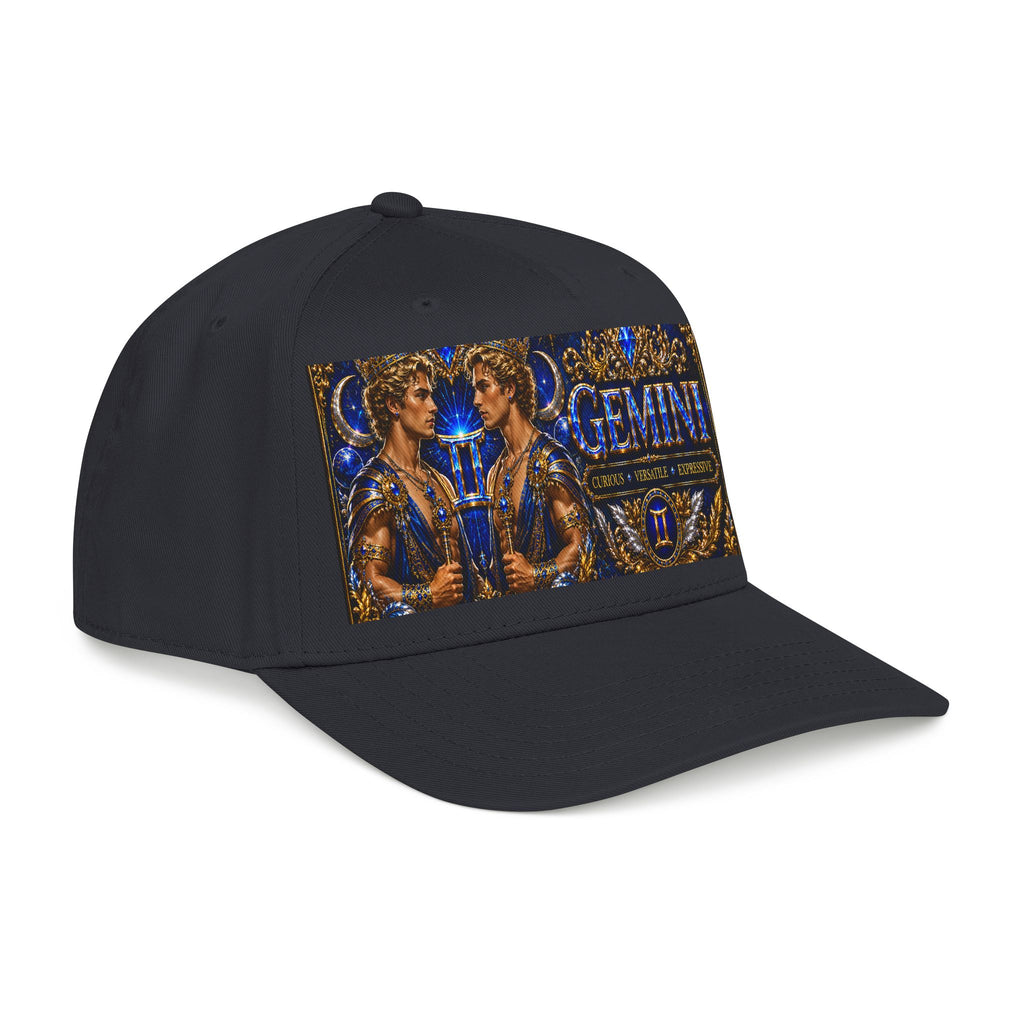 Gemini Zodiac Mid Profile Baseball Cap — Twin Constellation Astrology Design