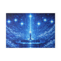 Starry Lighthouse Nightscape Glass Cutting Board — Celestial Blue Kitchen Art