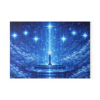 Starry Lighthouse Nightscape Glass Cutting Board — Celestial Blue Kitchen Art