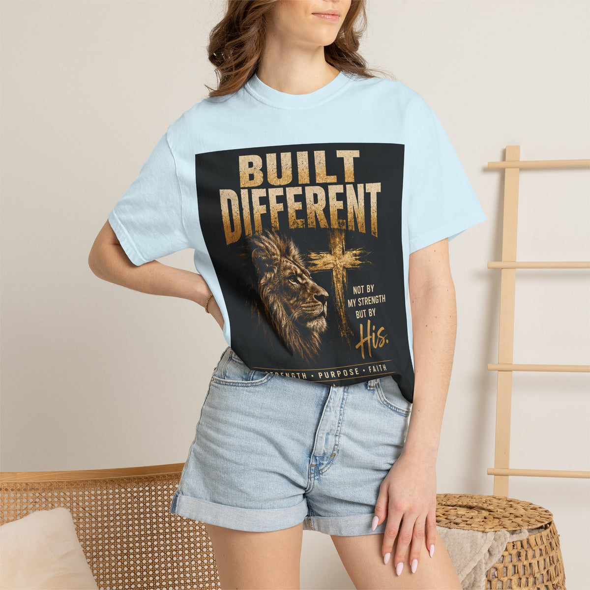 Built Different Christian Lion T-Shirt — "Built Right, Beautiful, Brilliant" Inspirational Faith Tee