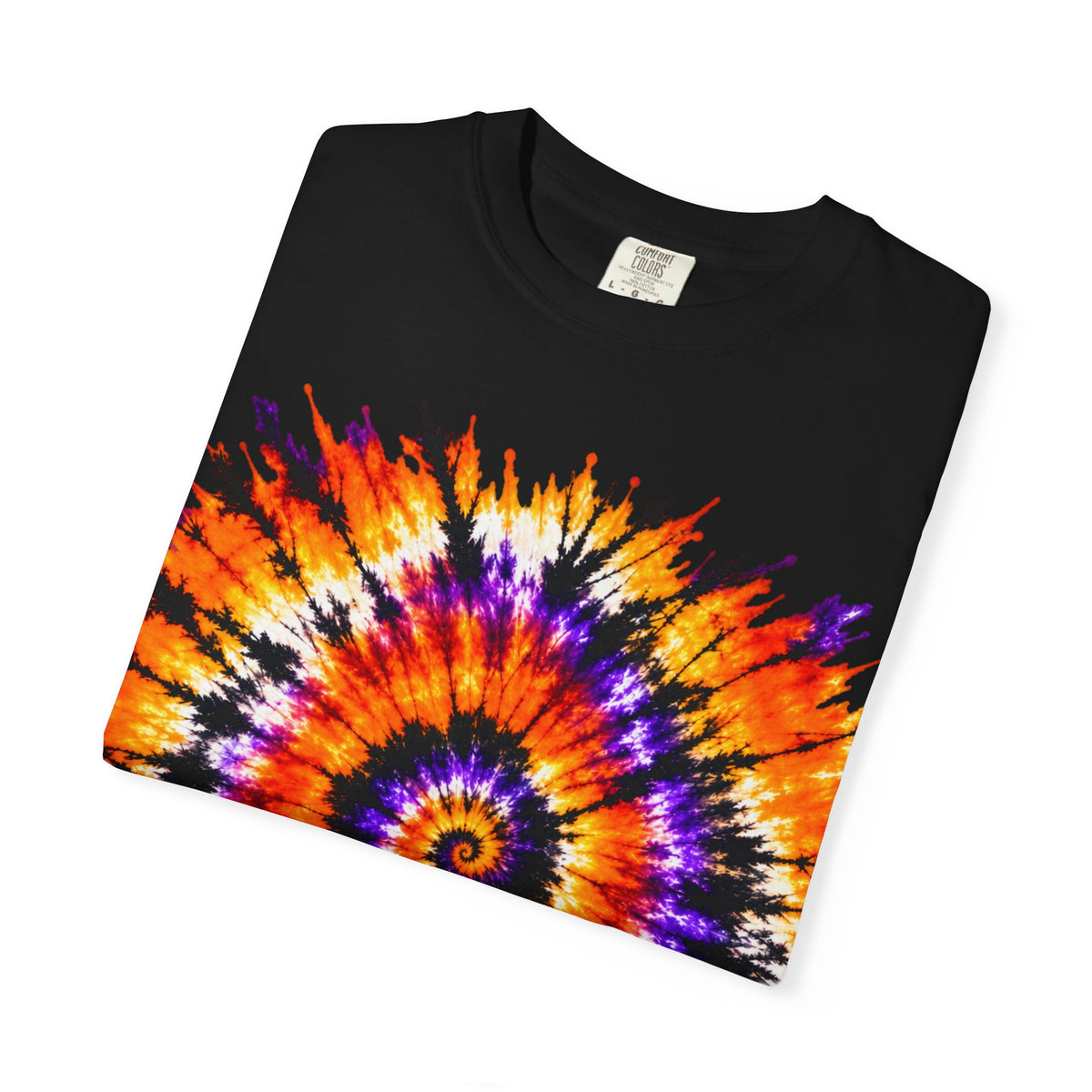 Tie-Dye Spiral T-Shirt — Orange Purple Psychedelic Graphic Tee