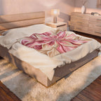 Floral Velvet Plush Blanket - Pink Satin Bloom Throw