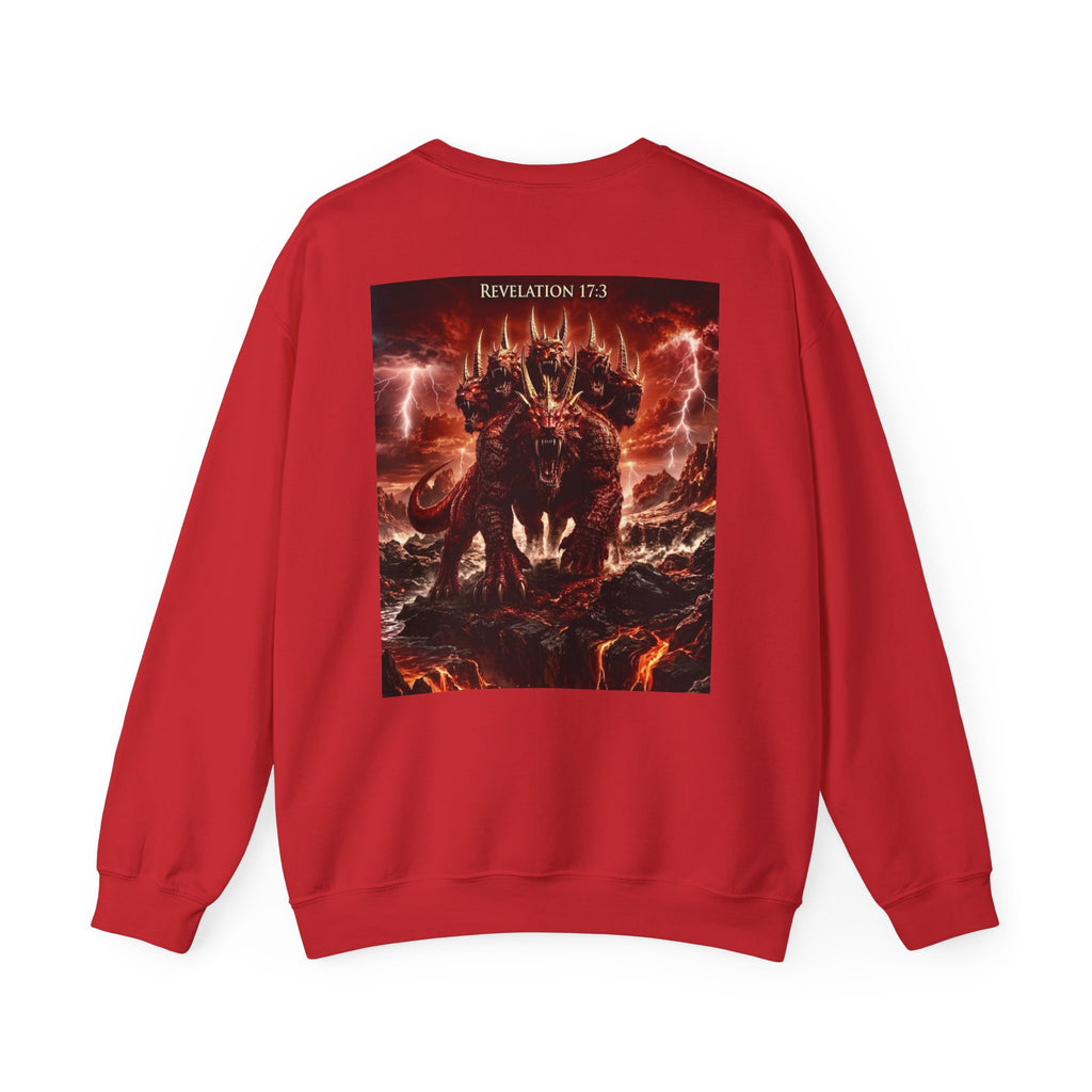 Crewneck Sweatshirt — "The Great Harlot: The Judgment Begins" Religious Graphic Pullover (Revelation 17:3)