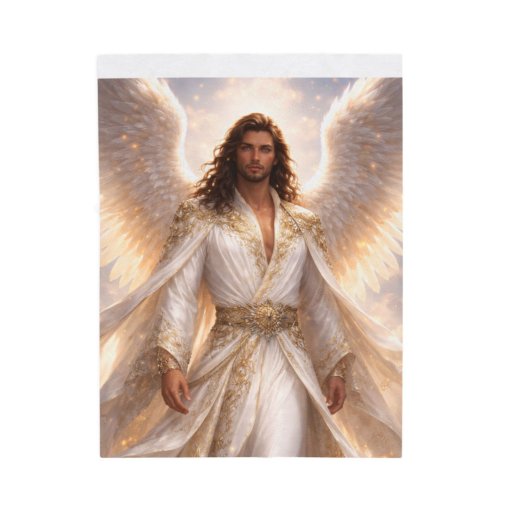 Angel Guardian Velveteen Plush Blanket — Ethereal Winged Protector Throw