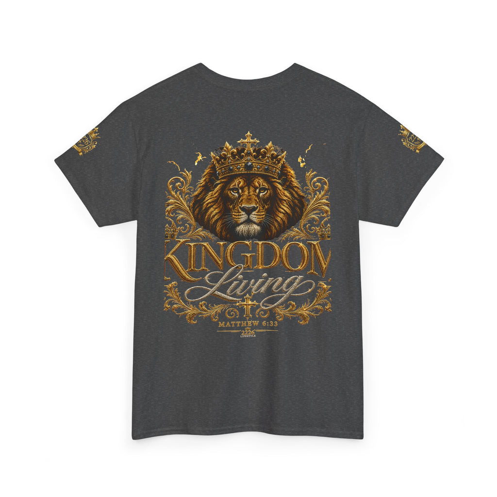 Kingdom Living Lion Tee — Regal Crowned Lion Graphic T-Shirt (Matthew 6:33)