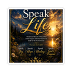 Speak Life Inspirational Sticker — Christian Proverbs 18:21 Faith Vinyl Decal