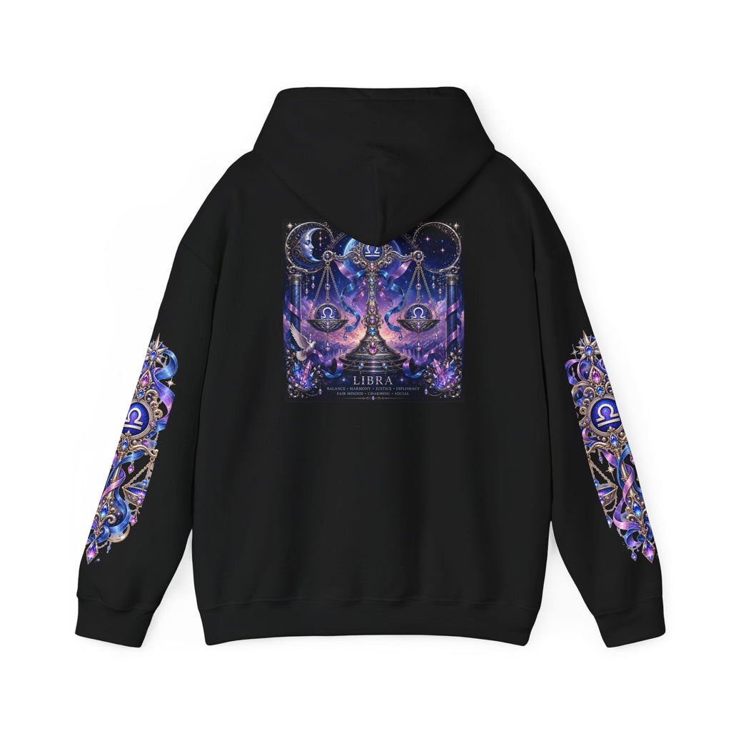 Libra Zodiac Hoodie — Celestial Scales Astrology Graphic Pullover