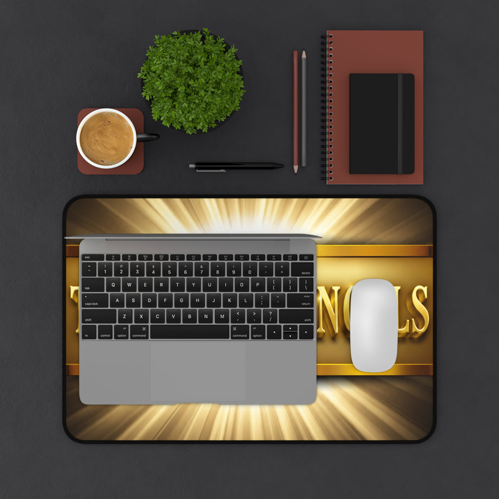 The Seven Angels Gold Logo Desk Mat — Spiritual Inspirational Mouse Pad