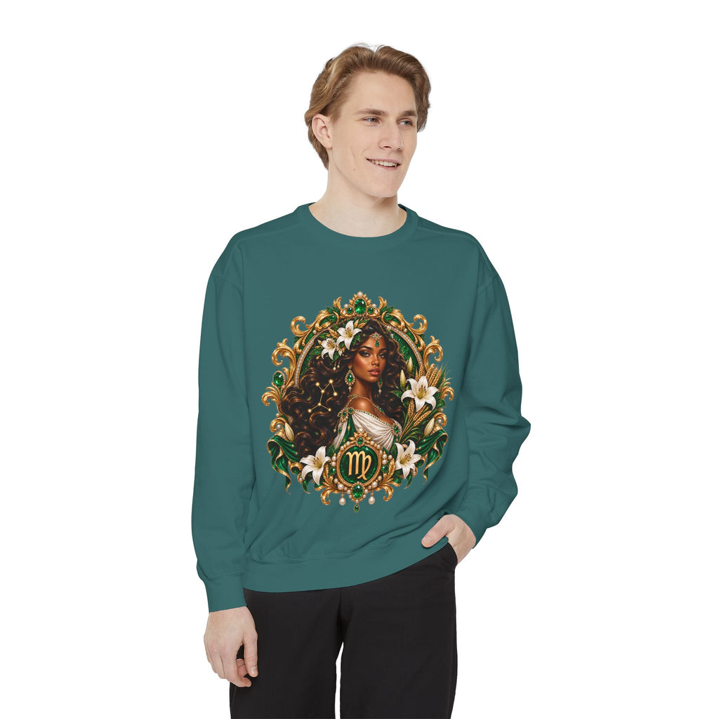 Virgo Zodiac Sweatshirt — Virgo Goddess & Owl Astrology Crewneck