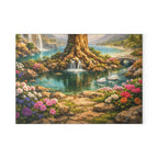Glass Cutting Board — Serene Swan Lake Floral Landscape